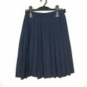 スクールスカート 冬物 w63-丈60 紺 中学 高校 プリーツ 学生服 制服 女子 中古 HK4554