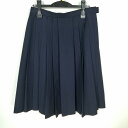 スクールスカート 冬物 w69-丈61 紺 中学 高校 プリーツ 学生服 制服 女子 中古 HK4555