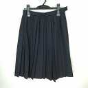 スクールスカート 冬物 w66-丈60 紺 中学 高校 プリーツ 学生服 制服 女子 中古 HK4565