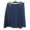 スクールスカート 夏物 w66-丈56 紺 中学 高校 プリーツ 学生服 制服 女子 中古 HK4585