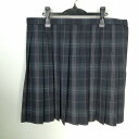 スクールスカート 大きいサイズ 夏物 w92-丈53 チェック 中学 高校 プリーツ 学生服 制服 女子 中古 HK8922