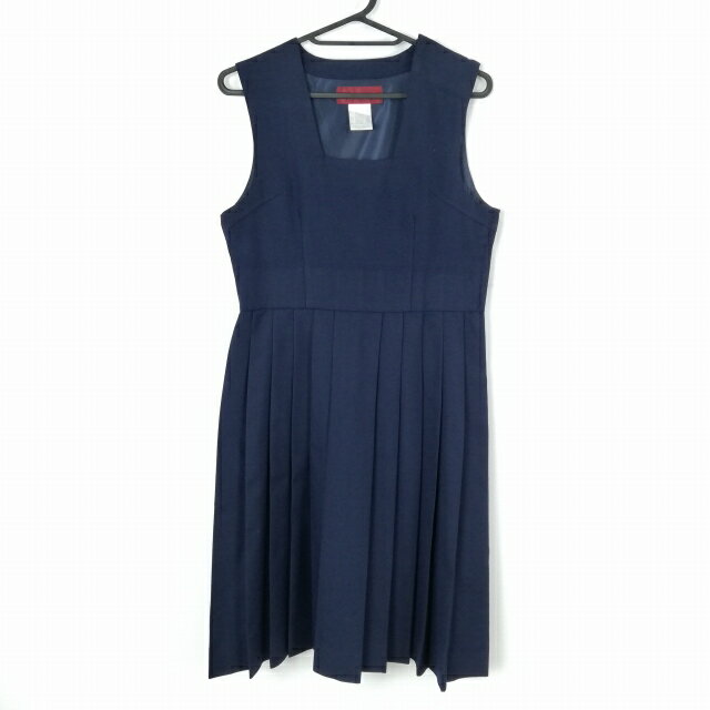 ジャンパースカート 155A バスト86 ウエスト74 トンボ 冬物 女子 学生服 中学 高校 紺 制服 中古 ランクC NA6659