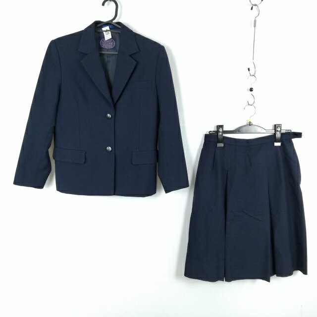 ブレザー スカート 上下2点セット 冬物 女子 学生服 中学 高校 紺 制服 中古 ランクC NA9978