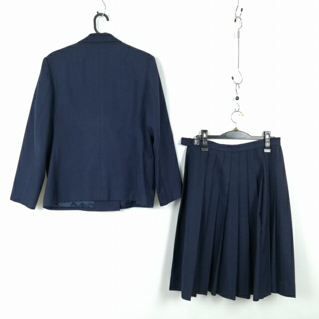 ブレザー スカート 上下2点セット 165A 大きいサイズ 冬物 女子 学生服 兵庫松崎中学 紺 制服 中古 ランクC EY0053