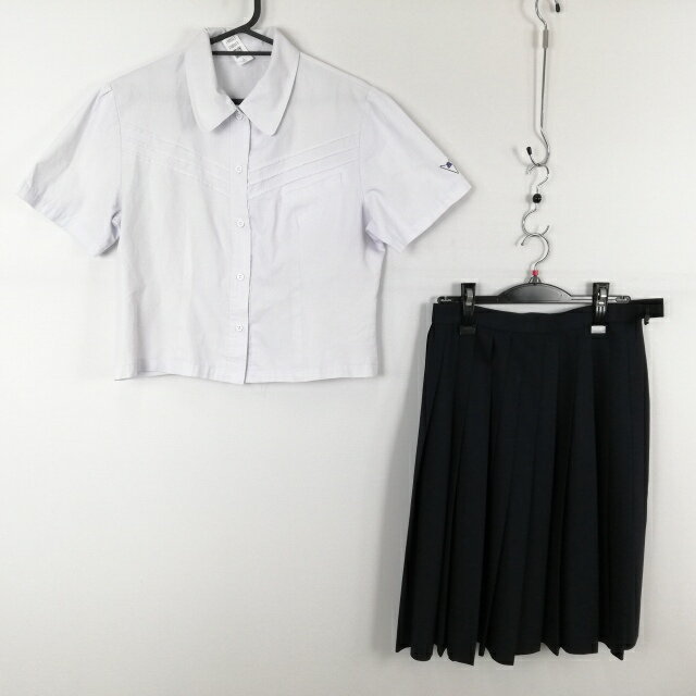 ブラウス スカート 上下2点セット L トンボ 夏物 女子 学生服 鹿児島錦江湾高校 白 制服 中古 ランクC EY0061