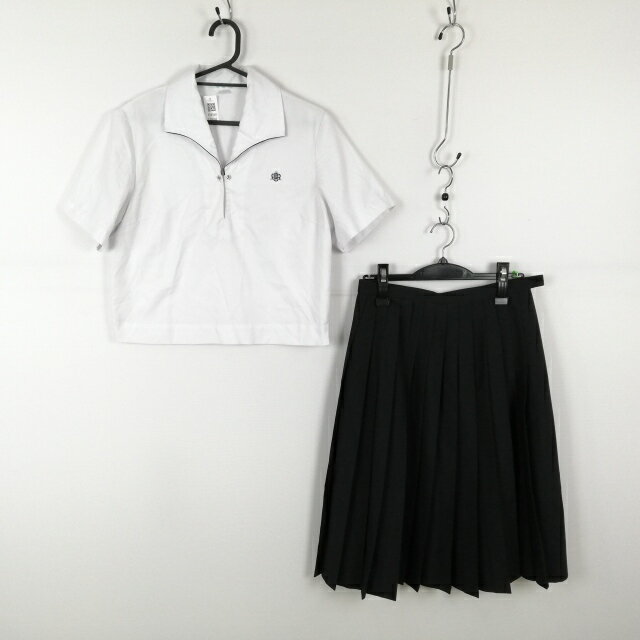 ブラウス スカート 上下2点セット 夏物 女子 学生服 高知安芸高校 白 制服 中古 ランクC EY0568