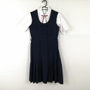 ジャンパースカート 紐タイ バスト88 ウエスト72 冬物 女子 学生服 中学 高校 紺 制服 中古 ランクC EY4211