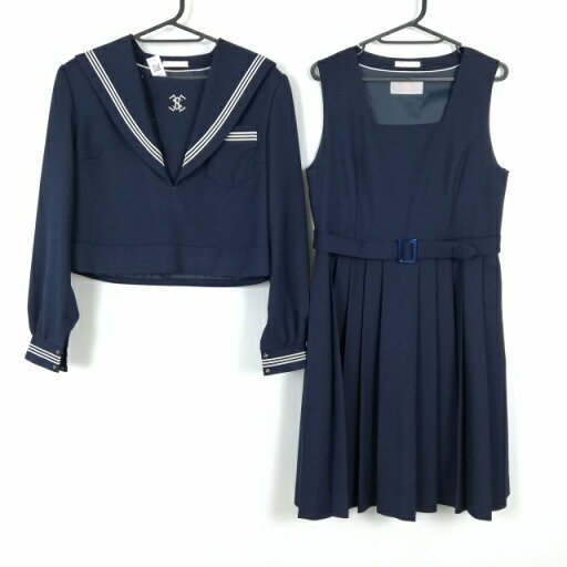 セーラー服 ジャンパースカート 上下2点セット 165A トンボ 冬物 白3本線 女子 学生服 中学 高校 紺 制服 中古 ランクC EY9492 セーラー服 ジャンパースカート 上下2点セット 165A トンボ 冬物 白3本線 女子 学生服 中学 高校 紺 制服 中古 ランクC EY9492