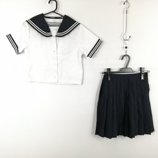 コスプレ セーラー服 ミニスカート 上下2点セット M 白2本線 女子 学生服 中学 高校 白 制服 中古 GM1947 コスプレ セーラー服 ミニスカート 上下2点セット M 白2本線 女子 学生服 中学 高校 白 制服 中古 GM1947