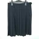 スクールスカート 大きいサイズ 冬物 w75-丈63 紺 東京新渡戸文化中学高校 プリーツ 学生服 制服 女子 中古 HK4598