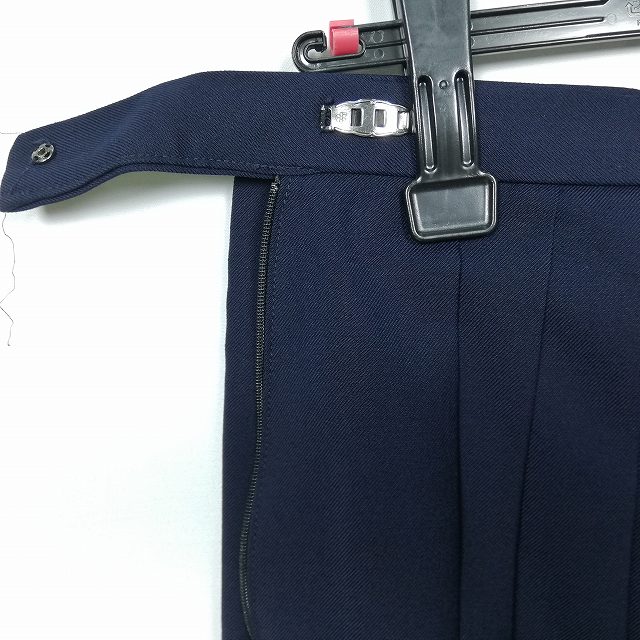 スクールスカート 冬物 w63-丈55 紺 中学 高校 プリーツ 学生服 制服 女子 中古 HK4655