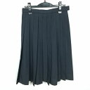 スクールスカート 冬物 w63-丈64 紺 静岡吉原第一中学 プリーツ 学生服 制服 女子 中古 HK4667