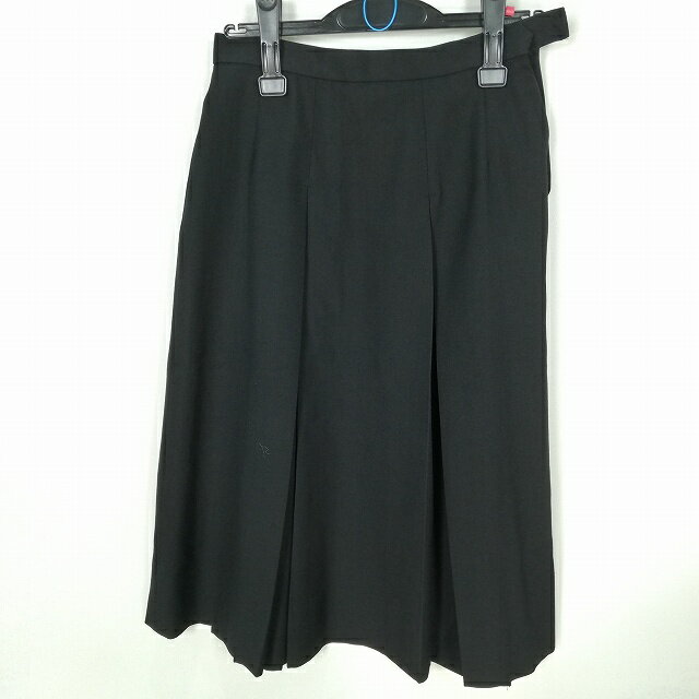 スクールスカート 冬物 w63-丈70 黒 中学 高校 プリーツ 学生服 制服 女子 中古 HK7726