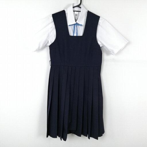 ジャンパースカート 紐タイ バスト82 ウエスト72 冬物 女子 学生服 中学 高校 紺 制服 中古 ランクC NA1283 ジャンパースカート 紐タイ バスト82 ウエスト72 冬物 女子 学生服 中学 高校 紺 制服 中古 ランクC NA1283