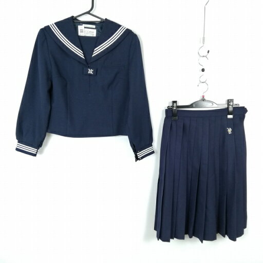 セーラー服 スカート 上下2点セット 160A 冬物 白3本線 女子 学生服 埼玉大宮西中学 紺 制服 中古 ランクC NA1325 セーラー服 スカート 上下2点セット 160A 冬物 白3本線 女子 学生服 埼玉大宮西中学 紺 制服 中古 ランクC NA1325