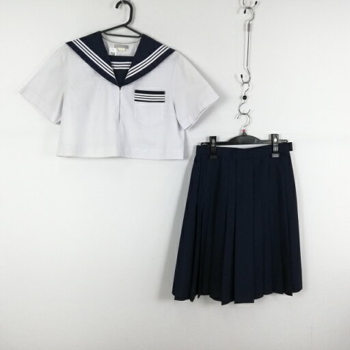 セーラー服 スカート 上下2点セット 大きいサイズ 夏物 白3本線 女子 学生服 中学 高校 白 制服 中古 ランクC NA1345 セーラー服 スカート 上下2点セット 大きいサイズ 夏物 白3本線 女子 学生服 中学 高校 白 制服 中古 ランクC NA1345