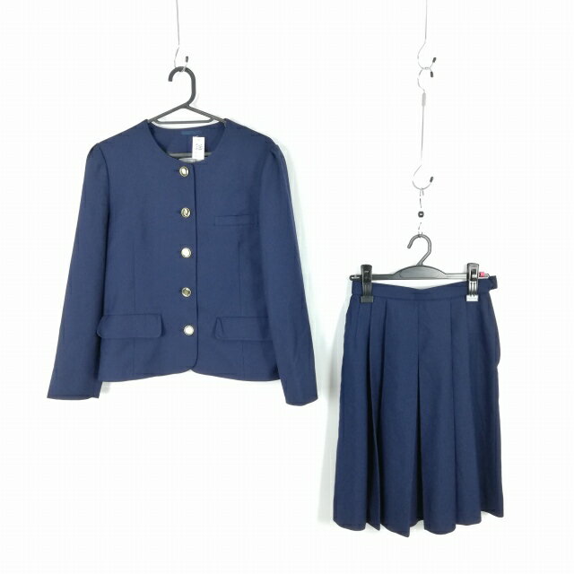 ジャケット スカート 上下2点セット 165A 冬物 女子 学生服 中学 高校 紺 制服 中古 ランクC NA6925