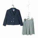 ブレザー スカート 上下2点セット 冬物 女子 学生服 中学 高校 紺 制服 中古 ランクC NA6928