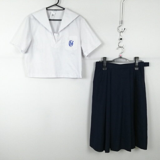 セーラー服 スカート 上下2点セット 170A 大きいサイズ 夏物 女子 学生服 高知学芸中学高校 白 制服 中古 ランクC NA7008 セーラー服 スカート 上下2点セット 170A 大きいサイズ 夏物 女子 学生服 高知学芸中学高校 白 制服 中古 ランクC NA7008