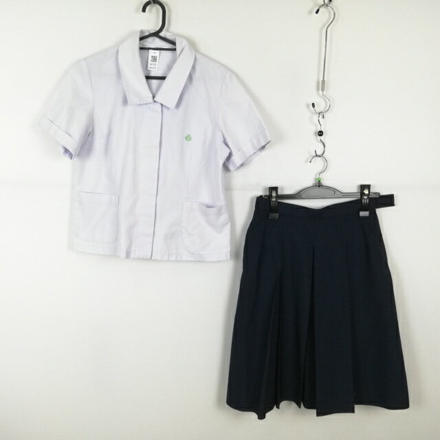 ブラウス スカート 上下2点セット 富士ヨット 夏物 女子 学生服 中学 高校 白 制服 中古 ランクC NA7035