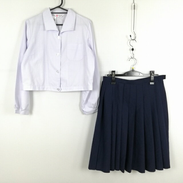 ブラウス スカート 上下2点セット L 大きいサイズ 富士ヨット 中間服 女子 学生服 中学 高校 白 制服 中古 ランクB NA7105