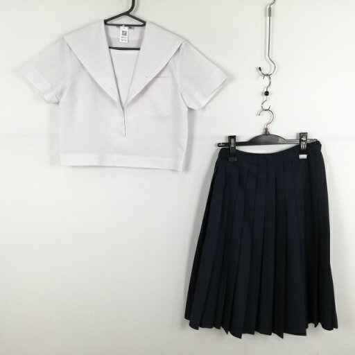 セーラー服 スカート 上下2点セット 夏物 白2本線 女子 学生服 中学 高校 白 制服 中古 ランクC NA7107 セーラー服 スカート 上下2点セット 夏物 白2本線 女子 学生服 中学 高校 白 制服 中古 ランクC NA7107