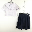 セーラー服 スカート 上下2点セット 160A トンボ 夏物 白3本線 女子 学生服 中学 高校 白 制服 中古 ランクC NA7149