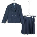 ブレザー スカート 上下2点セット 冬物 女子 学生服 中学 高校 紺 制服 中古 ランクC NA7152