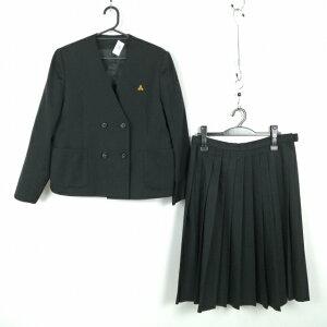 イートン ベスト スカート 上下3点セット 160B 大きいサイズ トンボ 冬物 女子 学生服 高知介良中学 黒 制服 中古 ランクC NA7159