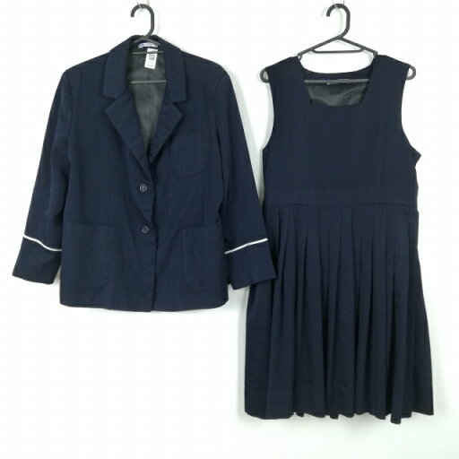 ブレザー ジャンパースカート 上下2点セット 指定 冬物 女子 学生服 中学 高校 紺 制服 中古 ランクC NA7162 ブレザー ジャンパースカート 上下2点セット 指定 冬物 女子 学生服 中学 高校 紺 制服 中古 ランクC NA7162