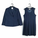 イートン ジャンパースカート 上下2点セット 165AS カンコー 冬物 女子 学生服 中学 高校 紺 制服 中古 ランクB NA8769