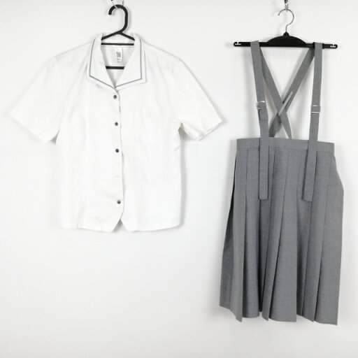 ブラウス スカート 上下2点セット L 夏物 女子 学生服 宮崎南高校 白 制服 中古 ランクC NA8017 ブラウス スカート 上下2点セット L 夏物 女子 学生服 宮崎南高校 白 制服 中古 ランクC NA8017