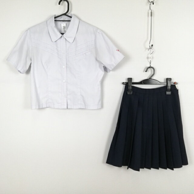 ブラウス スカート 上下2点セット M トンボ 夏物 女子 学生服 鹿児島錦江湾高校 白 制服 中古 ランクC NA8021