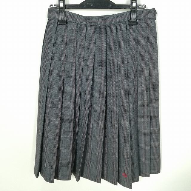スクールスカート 冬物 w66-丈60 チェック 埼玉川口東高校 プリーツ 学生服 制服 女子 中古 HK1119