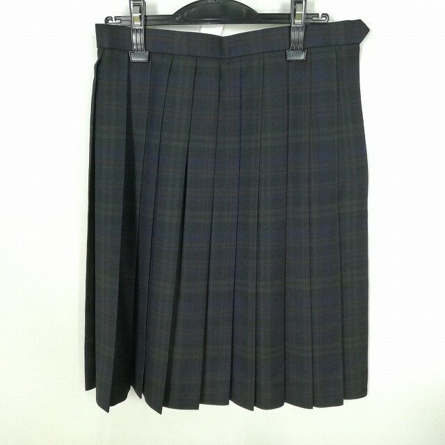 スクールスカート 冬物 w69-丈60 チェック 中学 高校 プリーツ 学生服 制服 女子 中古 HK1121