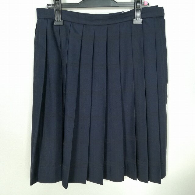 スクールスカート 大きいサイズ 冬物 w72-丈60 チェック 中学 高校 プリーツ 学生服 制服 女子 中古 HK1202