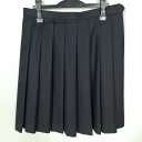 スクールスカート 大きいサイズ 冬物 w75-丈55 紺 中学 高校 プリーツ 学生服 制服 女子 中古 HK8437
