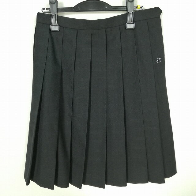 スクールスカート 冬物 w69-丈58 チェック 中学 高校 プリーツ 学生服 制服 女子 中古 HK8967