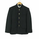学生服 学ラン 160A 男子 富士ヨット 上着 丸洗い可 ウール混 標準型学生服 ラウンドカラー カシドス 黒 中古 ランクC a3 JJ6472