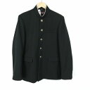 学生服 学ラン 165A 男子 上着 丸洗い可 ウール混 ラウンドカラー カシドス 黒 中古 ランクC a3 JJ6486