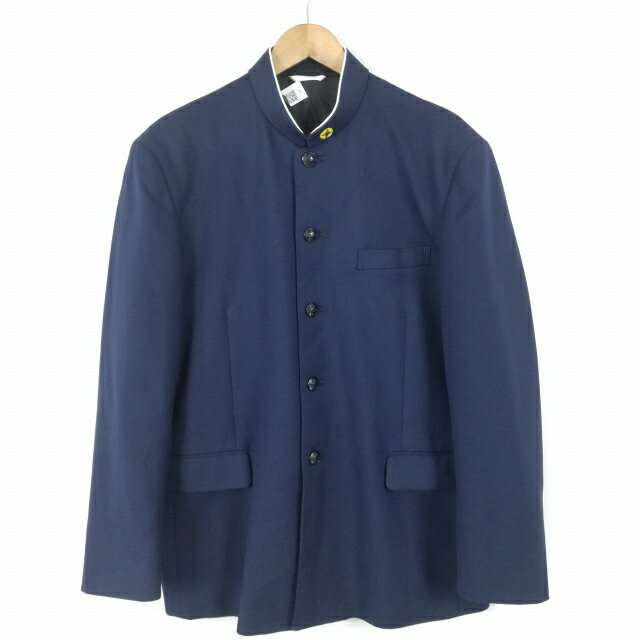 学生服 学ラン 180A 男子 カンコー 上着 丸洗い可 ウール混 学校指定制服 ラウンドカラー サージ 紺 中古 ランクC a3 JJ6508