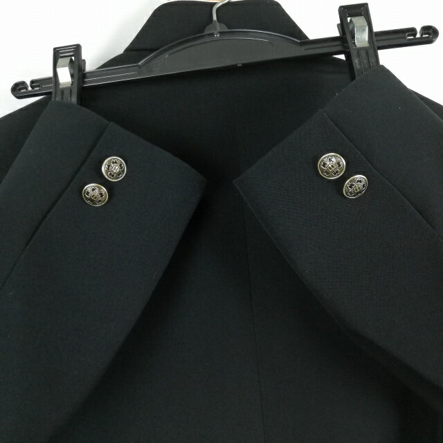 学生服 学ラン 170A 男子 上着 丸洗い可 ウール混 ラウンドカラー カシドス 黒 中古 ランクB a3 JJ6520