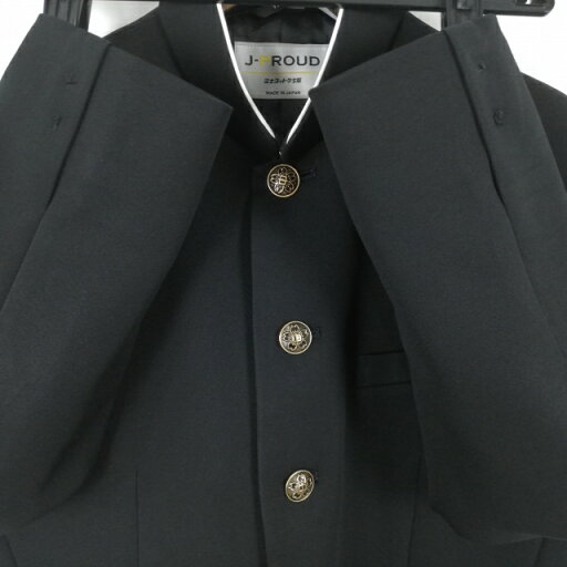 学生服 学ラン 170A 男子 富士ヨット 上着 丸洗い可 標準型学生服 ラウンドカラー カシドス 黒 中古 ランクC a3 JJ6523