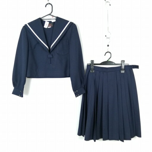 セーラー服 スカート 上下2点セット カンコー 冬物 白1本線 女子 学生服 中学 高校 紺 制服 中古 ランクC NA1827 セーラー服 スカート 上下2点セット カンコー 冬物 白1本線 女子 学生服 中学 高校 紺 制服 中古 ランクC NA1827