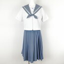 セーラー服 スカート 上下2点セット 大きいサイズ トンボ 夏物 白2本線 女子 学生服 大分鶴崎高校 白 制服 中古 ランクC NA3157