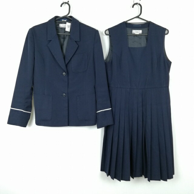 ブレザー ジャンパースカート 上下2点セット 指定 オリーブデオリーブ 冬物 女子 学生服 中学 高校 紺 制服 中古 ランクC NA7185