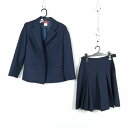 ブレザー スカート 上下2点セット M トンボ 冬物 女子 学生服 中学 高校 紺 制服 中古 ランクC NA7529