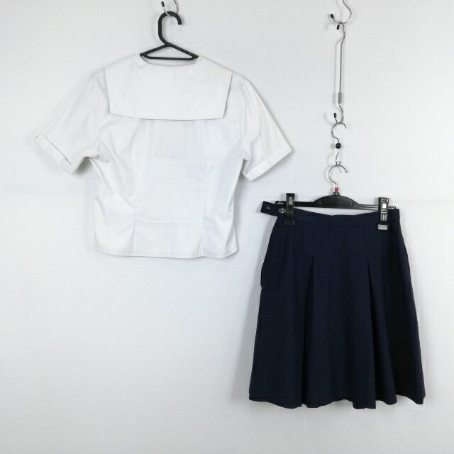 セーラー服 スカート 上下2点セット カンコー 夏物 女子 学生服 兵庫姫路高校 白 制服 中古 ランクC NA7555
