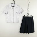 ブラウス スカート 上下2点セット 大きいサイズ 夏物 女子 学生服 兵庫香寺高校 白 制服 中古 ランクC NA7557