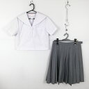 セーラー服 スカート 上下2点セット 165A 大きいサイズ トンボ 夏物 女子 学生服 中学 高校 白 制服 中古 ランクC NA7592